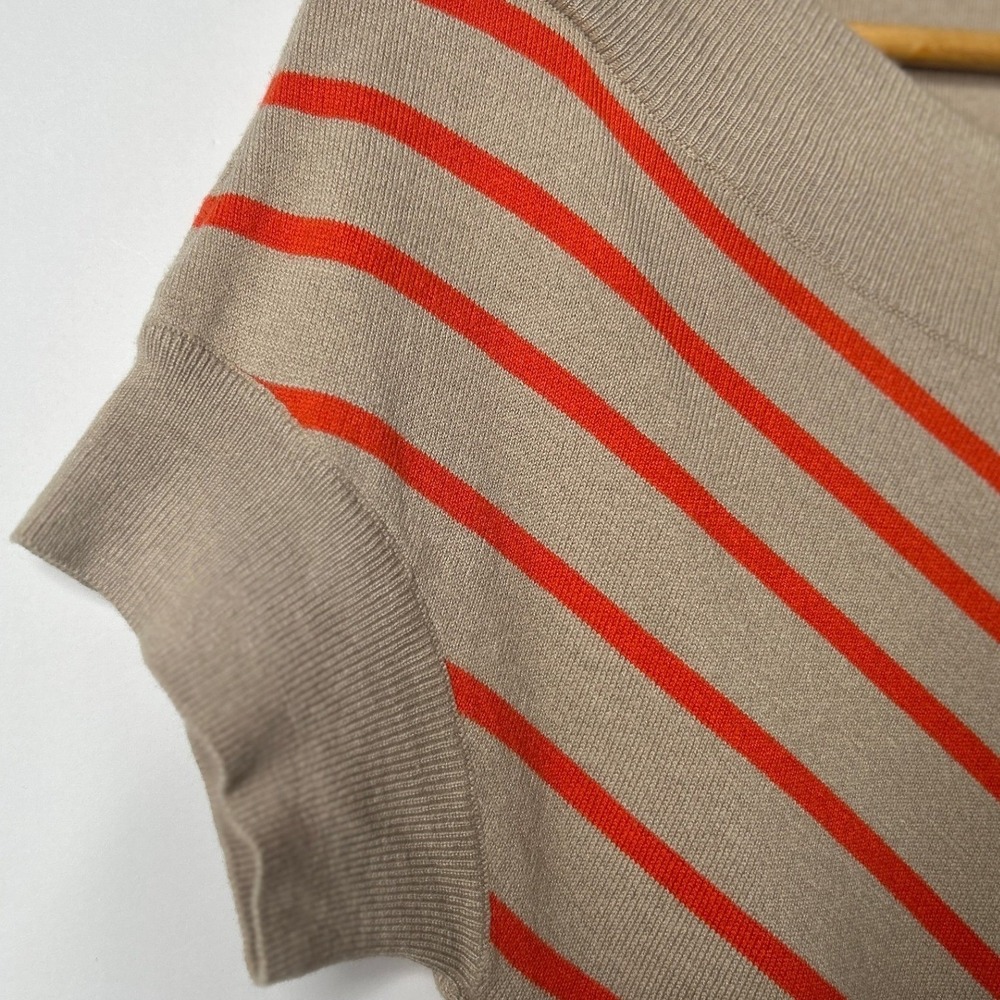PLANET by Lauren G Stripe Knit Top M Beige Orange Cotton Modal Silk Avant Garde - Picture 6 of 14